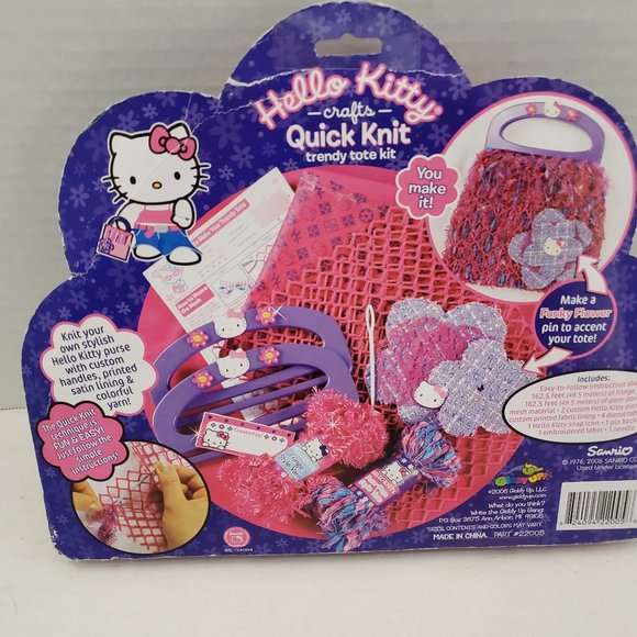 New Sealed HELLO KITTY Learn Knit Crochet Craft Yarn Bag Pink Purple Sanrio - Picture 4 of 15